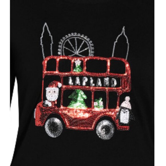 NWT City Chic EVANS 22/24 Black Lapland Sequin Christmas Sweater - Picture 5 of 10